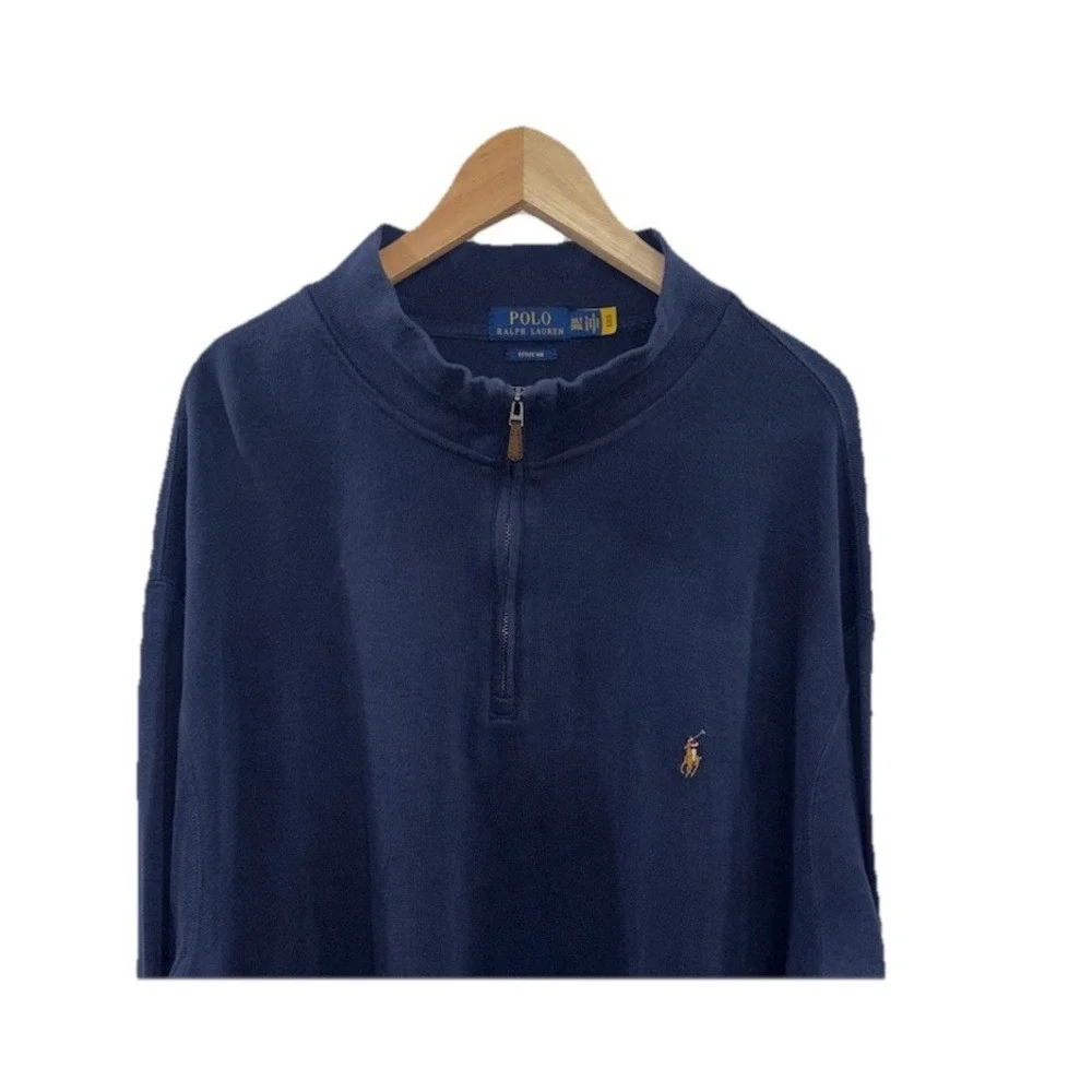 Polo Ralph Lauren Men's 3XLT Navy Blue Estate Rib Quarter Zip Pullover‎ Sweater